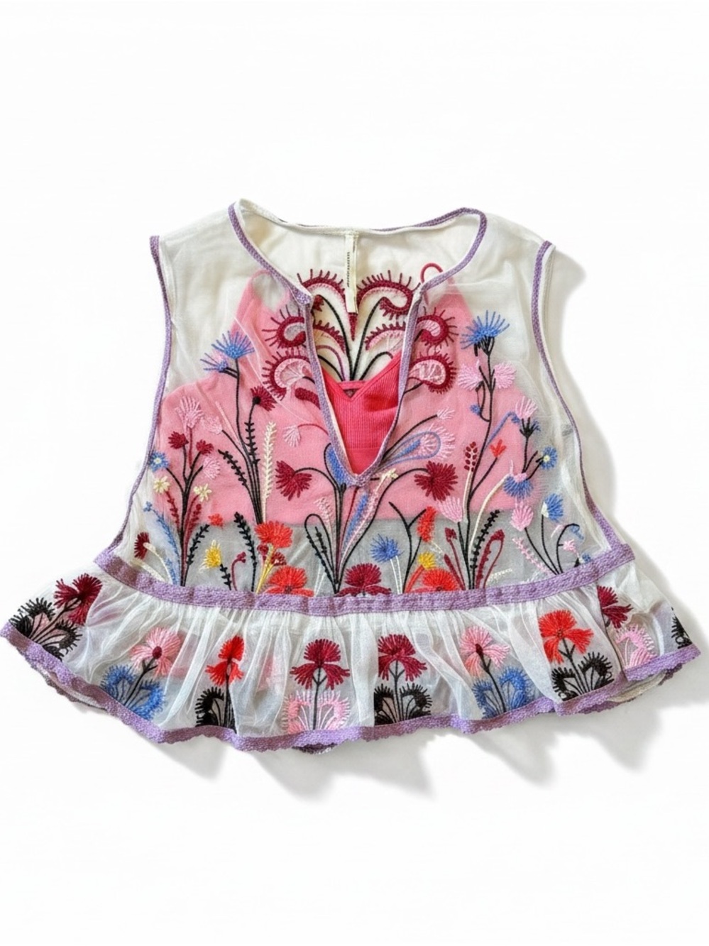 2 piece bralette and embroidered peplum blouse